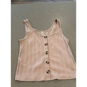 Mudd Ribbed Tank Top Women Medium‎ Button Front Sleeveless Casual Pink